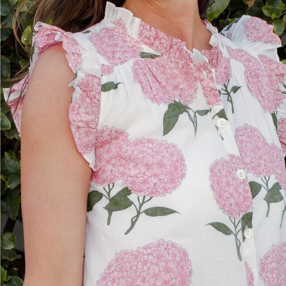 Pink Chicken kalani Pink and White Hydrangeas Floral Mini Dress - Picture 2 of 9